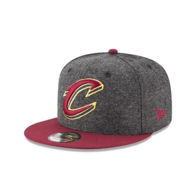 Grey Cleveland Cavaliers Hat - New Era NBA Tweed Turn 9FIFTY Snapback Caps USA7805436